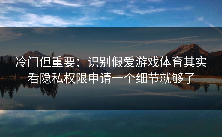冷门但重要：识别假爱游戏体育其实看隐私权限申请一个细节就够了