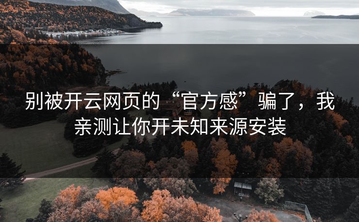 别被开云网页的“官方感”骗了，我亲测让你开未知来源安装