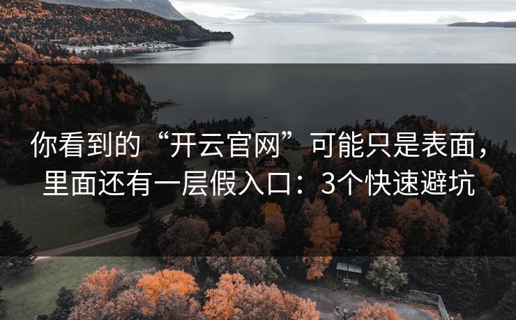 你看到的“开云官网”可能只是表面，里面还有一层假入口：3个快速避坑